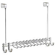 mDesign Metal Over Door Hanging Storage Rack for Ties, Belts, 24 Hooks - Chrome