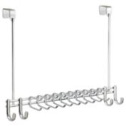 mDesign Metal Over Door Hanging Storage Rack for Ties, Belts, 24 Hooks - Chrome