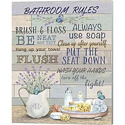 Great Art Now Lavender Bathroom Rules by Jean Plout 16-Inch x 20-Inch Canvas Wall Art