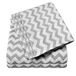 Sweet Home Collection   6 Piece Bed Sheets Set Solid Color 1500 Supreme Brushed Microfiber Sheets, California King, Chevron Gray