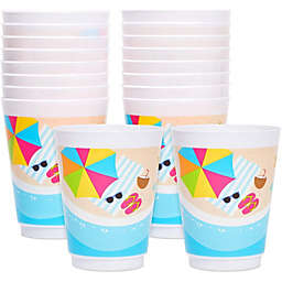Sparkle and Bash 16 oz Plastic Beach Party Tumbler Cups (16 Pack)