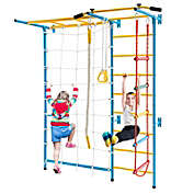 Costway 7 in 1 Kids Indoor Jungle Gym Steel Home Playground with Monkey Bars