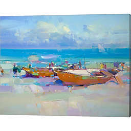 Great Art Now Boats On The Shore by Vahe Yeremyan 20-Inch x 16-Inch Canvas Wall Art