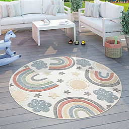 Paco Home Kids Rug Colorful Rainbow Play-Mat for In- & Outdoor in Cream