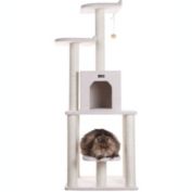 Armarkat 62-Inch Wooden Step Cat Tower Tree Condo Scratcher Kitten House - Ivory