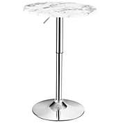 Costway-CA Round Height Adjustable Bistro Bar Table White