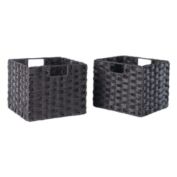 Winsome Wood Melanie 2-Pc Woven Fiber Basket Set, Foldable, Chocolate