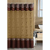 Kate Aurora Royal Living Daphne Embroidered Sheer & Taffeta Fabric Shower Curtain - Chocolate