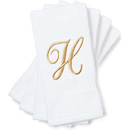 Juvale Monogrammed Fingertip Towels, Embroidered Letter H (11 x 18 in, White, Set of 4)