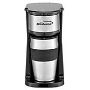 Brentwood Portable Single Serve Coffee Maker with 14oz Travel Mug in Black