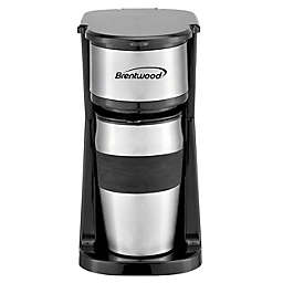 Brentwood Portable Single Serve Coffee Maker with 14oz Travel Mug in Black
