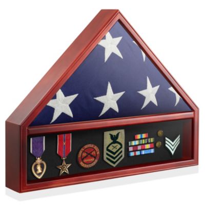 Reminded Military Medal & Burial Flag Shadow Box Display Case with Glass Insert