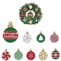 Big Dot of Happiness Ornaments -  Holiday and Christmas Party Front Door Decorations - DIY Accessories for Wreath - 9 Pieces