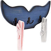 Okuna Outpost Whale Tail Wall Hook for Nursery, Nautical Home Decor (15.5 x 6.75 x 1 in, Blue)