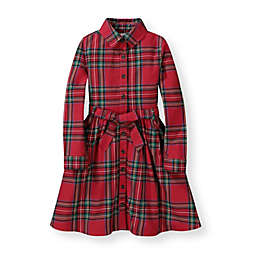 Hope & Henry Baby Girls' Long Sleeve Tie-Waist Shirtdress, Red Plaid, 12-18 Months