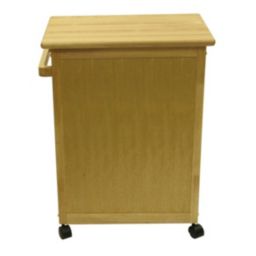 Winsome Natural Wood Finish Mobile Kitchen Storage Serivce Cart With One Drawer, Cabinet, 2 Storage Shelves, 4 Casters