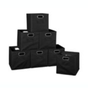 Niche Cubo Set of 12 Foldable Fabric Storage Bin with Built-in Chrome Handles - Black