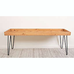 BrandtWorks Home Indoor Decorative Wooden Storage Top Hairpin Leg Table