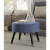 Convenience Concepts Designs4Comfort Mid Century Ottoman Stool, Blue Fabric