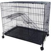 YML 2 Level Ferret Cat Chinchilla Cage Crate, Black