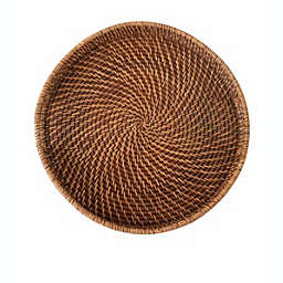 Madeterra Round Wicker Serving Trays with Handles (16-Inch)