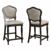 Besthom Vegas 41 in. Distressed Gray High Back Wood Frame 25 in. Bar Stool (Set of 2)