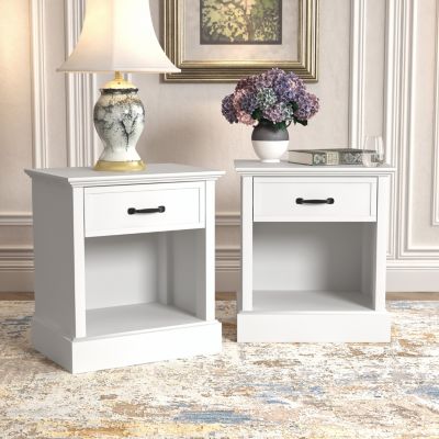 GALANO Furniture Xylon 1-Drawer Bedside Table Cabinet Nightstand w/Drawers Storage and Ultra Fast Assembly (24.2 in. x 21.7 in. x 15.7 in.) (Set of 2)