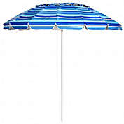 Costway 8FT Portable Beach Umbrella with Sand Anchor and Tilt Mechanism for Garden and Patio-Navy