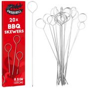 OVERGRILL Bbq Skewers For Grilling  20 Metal Skewers For Grilling 9in Stainless Steel
