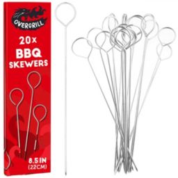 OVERGRILL Bbq Skewers For Grilling  20 Metal Skewers For Grilling 9in Stainless Steel