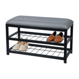 ITY International - Metal Bench with Shoe Storage, Made of Metal, 31.5