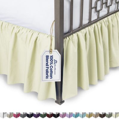 SHOPBEDDING Ruffled Bed Skirt with Split Corners - Twin, Bone, 21 Inch Drop Cotton Blend Bedskirt (Available in 14 Colors) - Blissford Dust Ruffle.