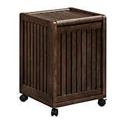 Contemporary Home Living 24" Espresso Brown Solid Square Rolling Laundry Hamper with Lid