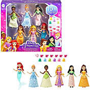 Disney Princess 6 Posable Small Dolls with Sparkling Clothing and 13 Tea Party Accessories