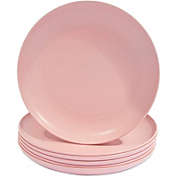 Okuna Outpost Wheat Straw Plates, Unbreakable Dinner Plate (Pink, 8 In, 6 Pack)