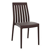 Luxury Commercial Living 35" Brown High Back Stackable Outdoor Patio Dining Chair