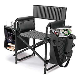 Picnic Time Fusion Directors Chair in Dark Gray with Black