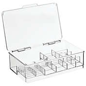 mDesign Stackable Divided Battery Storage Organizer Box - Clear