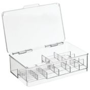 mDesign Stackable Divided Battery Storage Organizer Box - Clear