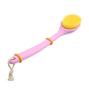 Unique Bargains Shower Brush with Soft and Stiff Bristles, 13.4" Soft Bristle Long Handle Bath Back Brush Back Scrubber Body Exfoliator for Wet or Dry Brushing, Pink