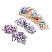 Unique Bargains 3 Pieces Hair Barrettes Vintage Shining Rhinestone Flower Butterfly Flower Shape Faux Crystal Hair Clip Hair Accessories, for Women&#39;s