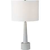 Signature Home Collection 26" White Conical Marble Table Lamp with Drum Shade