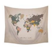 HomeRoots Home Decor Adventure Awaits World Map Wall Hanging Tapestry