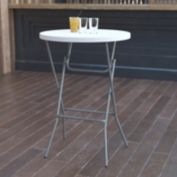Emma + Oliver 2.6-Foot Round Granite White Plastic Bar Height Folding Event Table