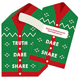 Big Dot of Happiness Ugly Sweater - Holiday and Christmas Party Game Pickle Cards - Truth, Dare, Share Pull Tabs - Set of 12