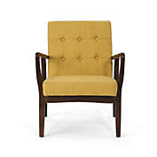 Contemporary Home Living 31.5" Gold and Espresso Brown Transitional Upholstered Club Chair