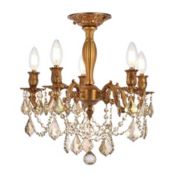 Elegant Lighting Rosalia 5 light French Gold Flush Mount Golden Teak (Smoky) Royal Cut Crystal