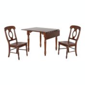 Besthom Andrews 3-Piece Rectangular Wood Topantique White And Distressed Chestnut Brown Dining Set With Expandable Drop Leaf Table And Napoleon Chairs