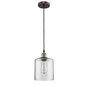 CHLOE Lighting 7 Inch Glass Shade Metal Pendant Light with Edison Bulb, Bronze