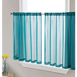 THD Sheer Voile Window Curtain Panels Cafe Tier Valance for Kitchen, Bedroom, Small Windows & Bathroom, Set of 2 tiers/valances